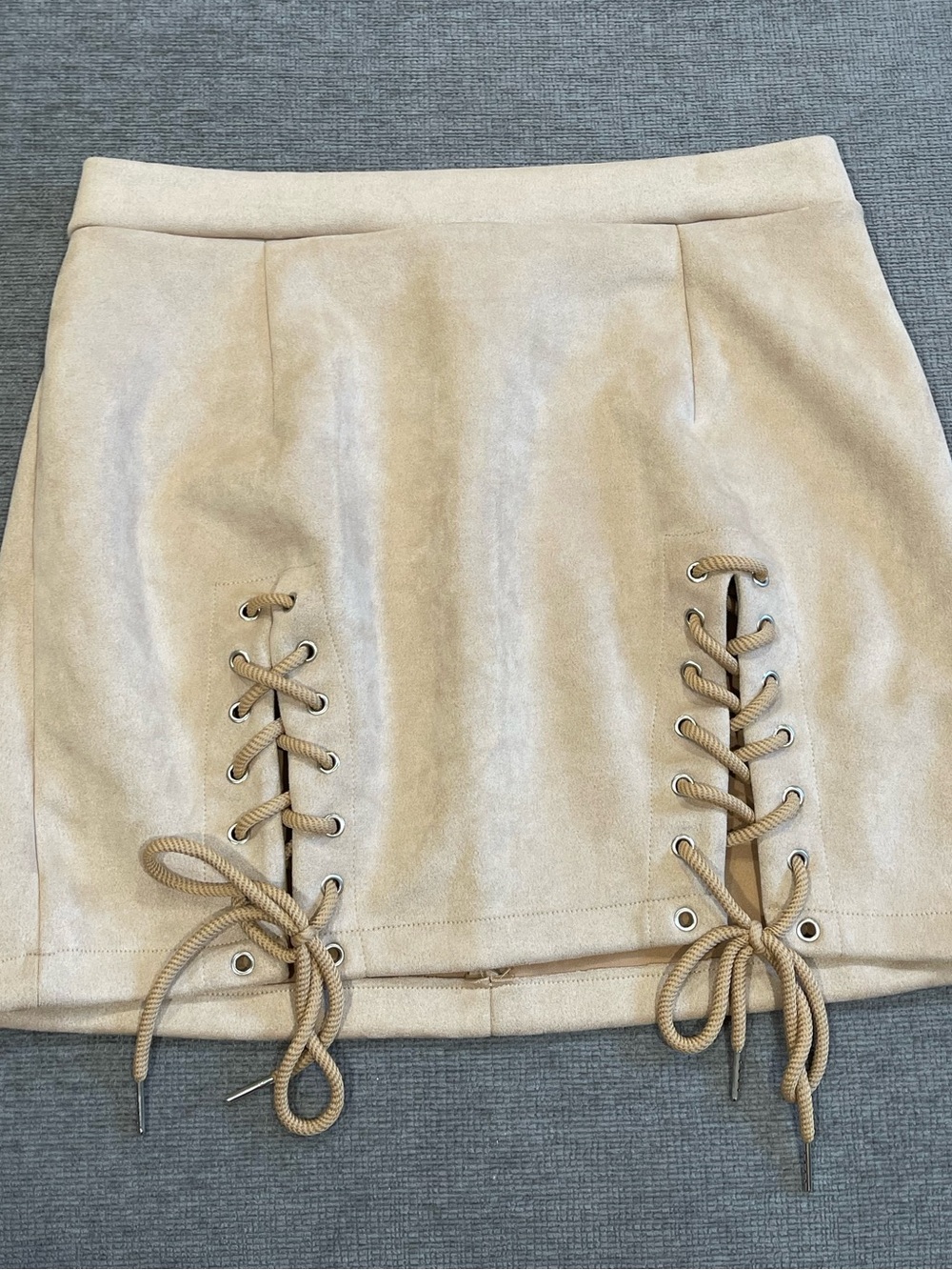Suede Lace-up Mini Skirt